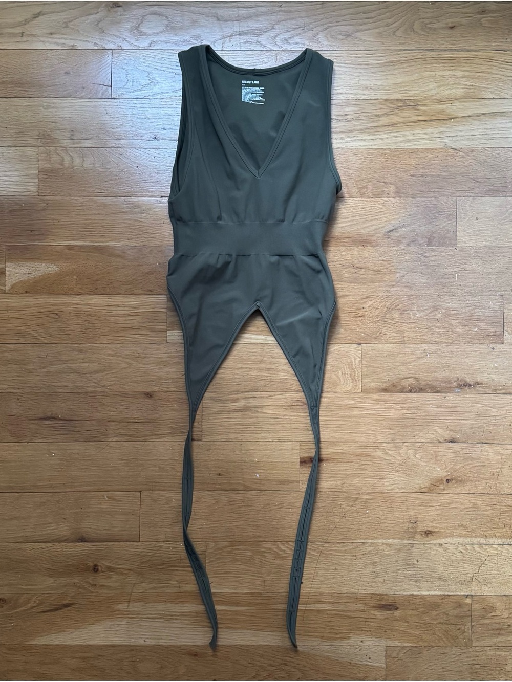 Helmut Lang green seamless double bra (size: XS/S)